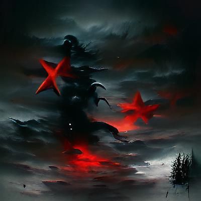 Sinister Red Stars in Dark Fantasy Sky