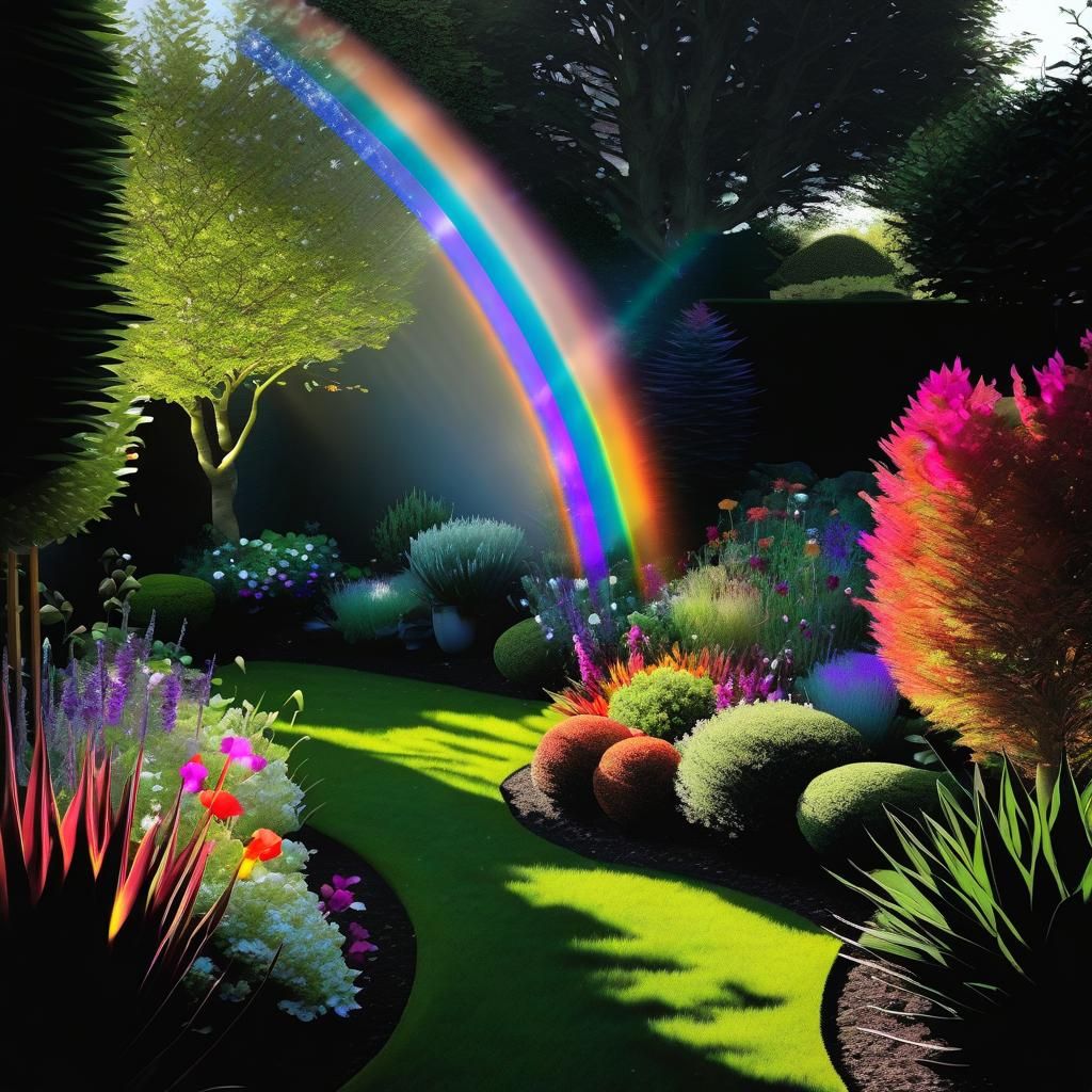 Rainbow Lights Up a Beautiful Garden