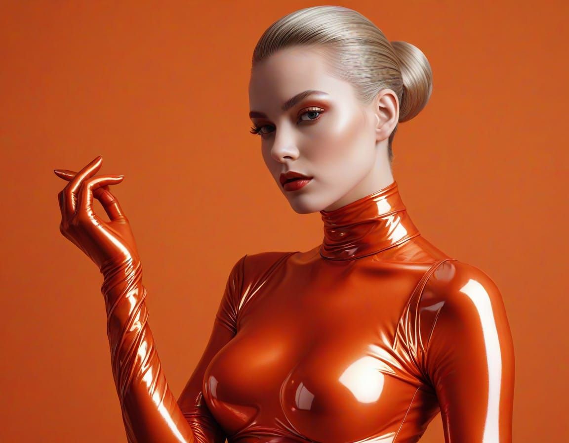 Hyper-Detailed Digital Artwork of a Powerful Woman in Crimso...