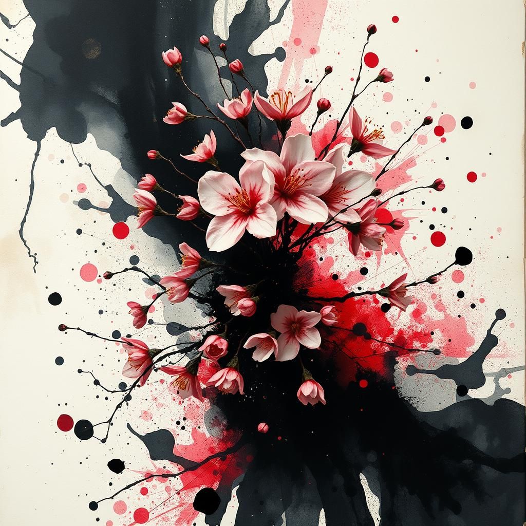 Ink splash cherry blossom