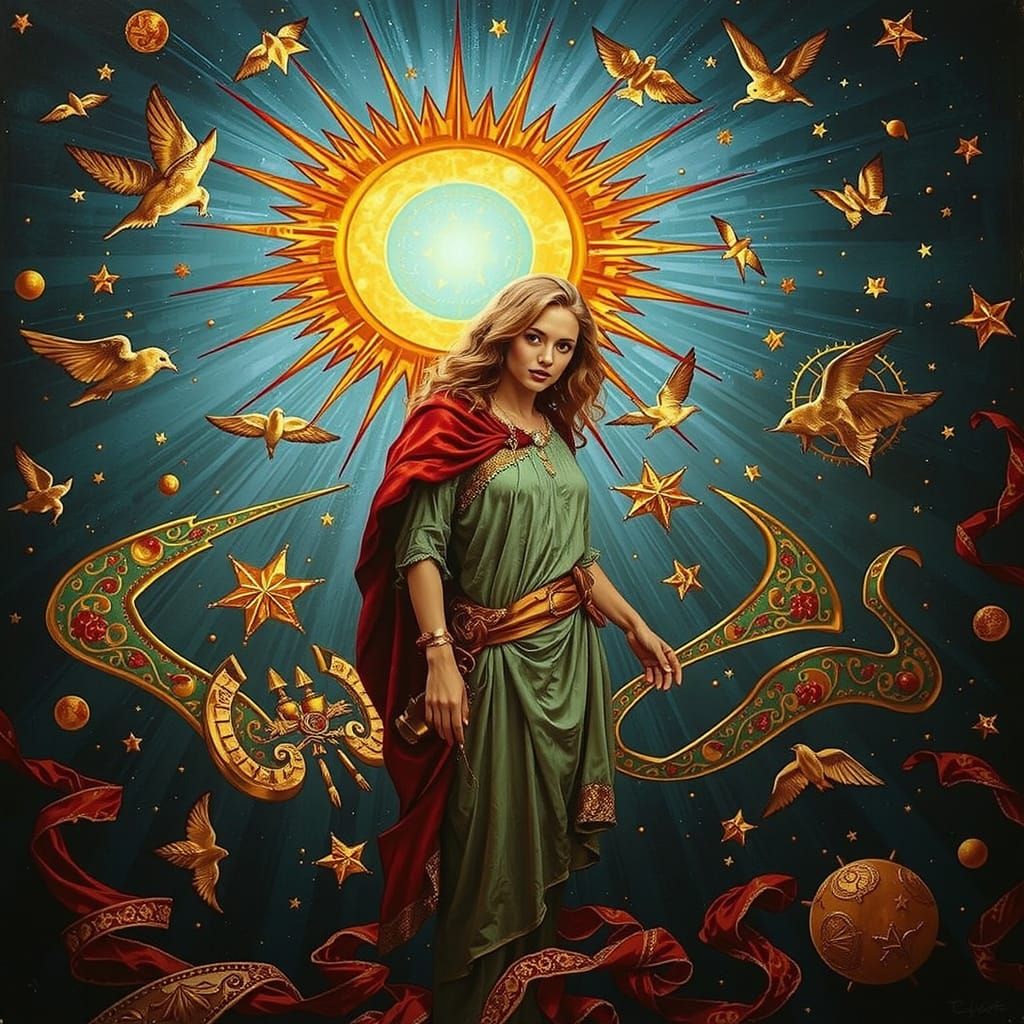 Divine Feminine Celestial Vision with Golden Halo