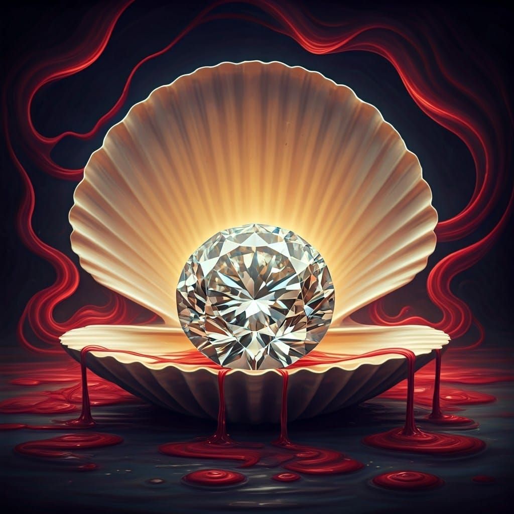 Kohinoor Diamond in Luminous Oyster Shell