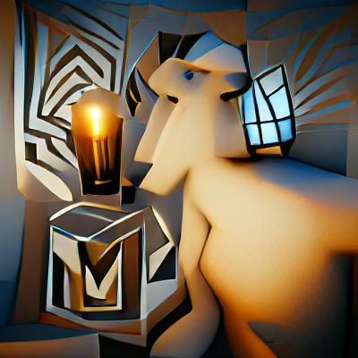 Art Deco Mythical Beast in Cubist Style