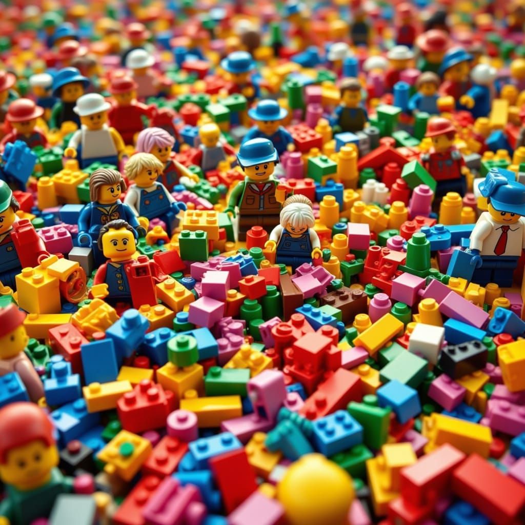 Whimsical LEGO Scene with Miniature Figures