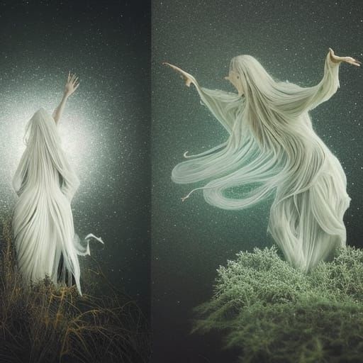 Surreal Starry Night Wraiths in Fairytale Style