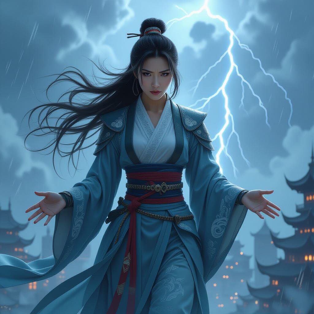 Emotional Storm: Asian Woman Summons Weather