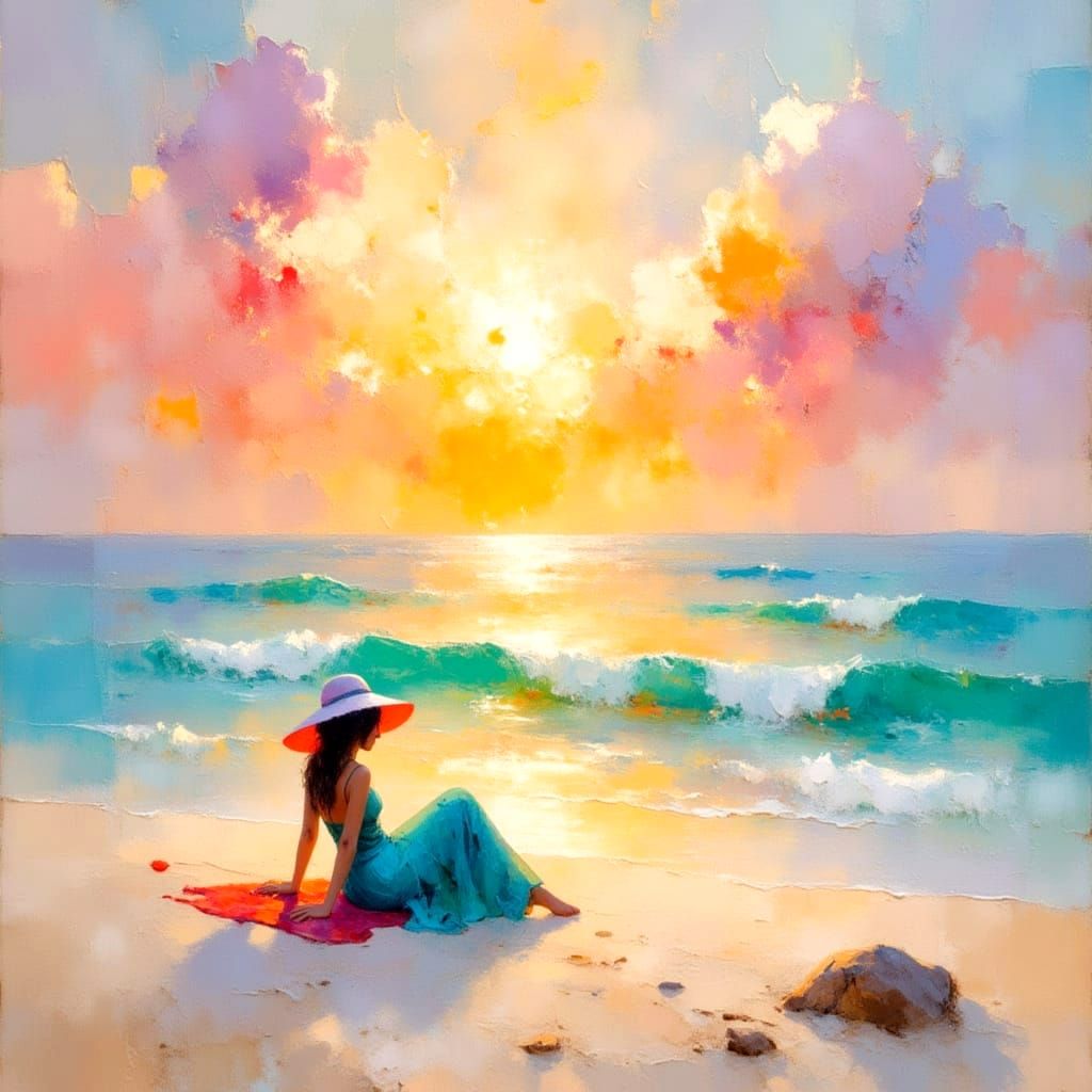 Serene Sunset on Deserted Shoreline