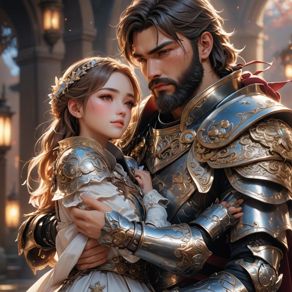 Warrior and Princess in Sparkling 3D Anime Style