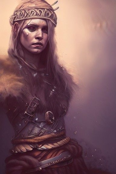Female Viking Warrior Portrait in Hyper-Realistic Style