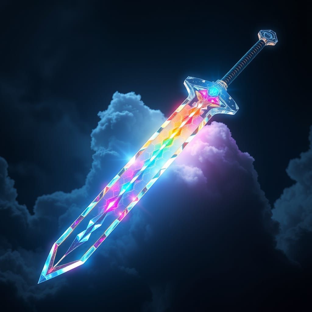 Ethereal Glass Sword Radiates Otherworldly Energy on Dark Cl...