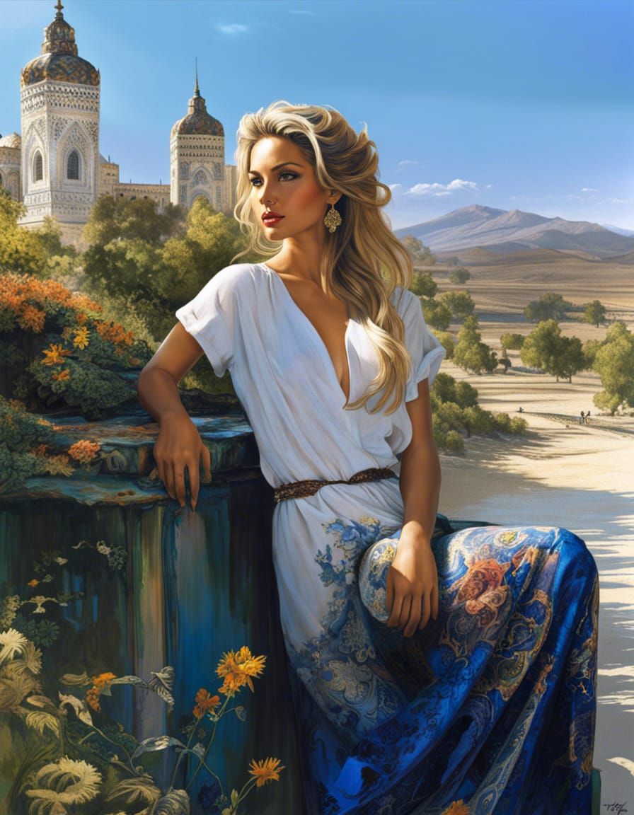 Stunning Portrait of Iranian Woman in Splash Art Style