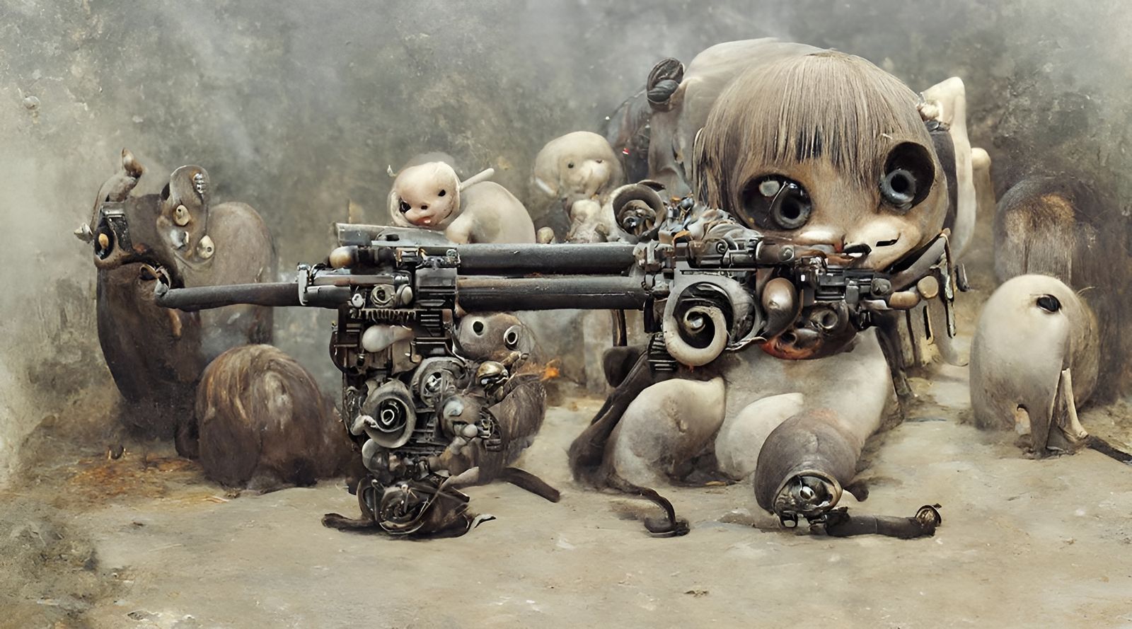 Tanuki With Machinegun: Unsettling Photorealistic Art