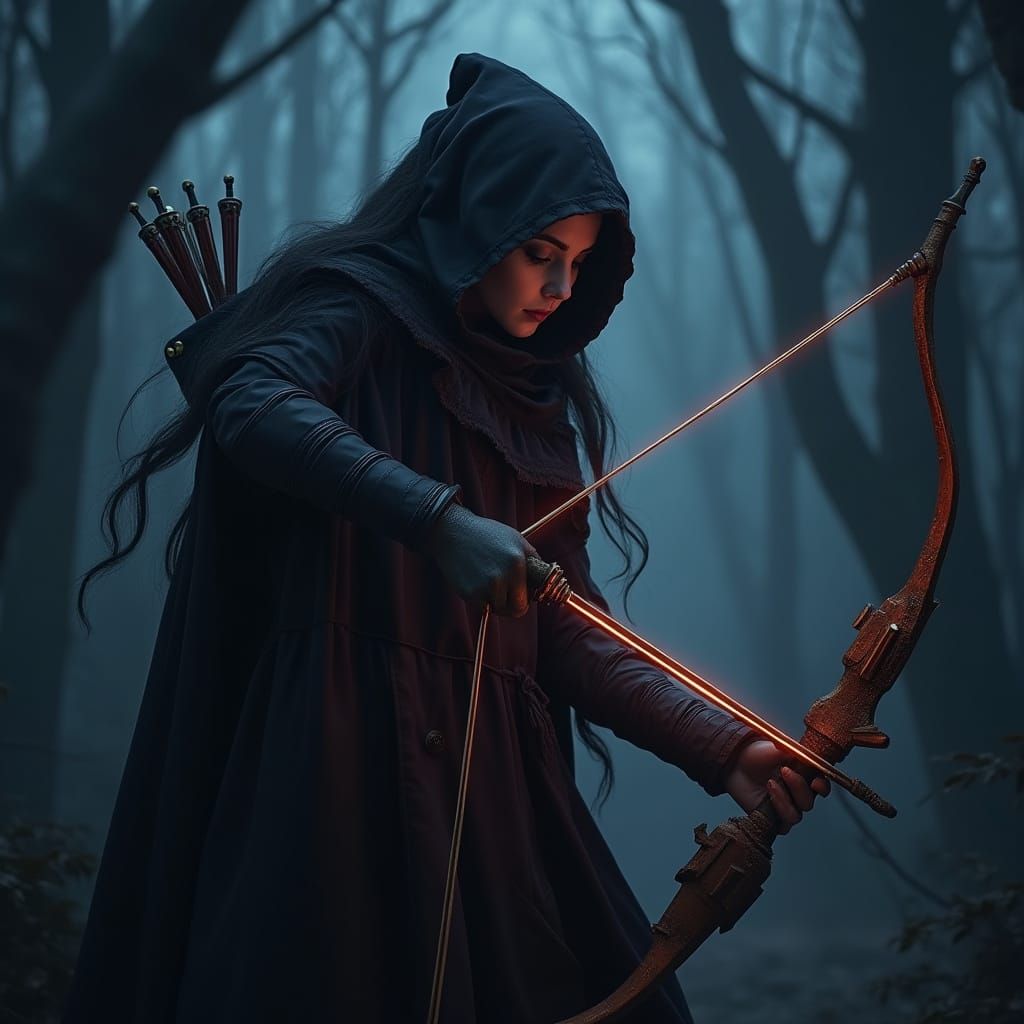 Dark Fantasy Witch Hunter in Eerie Forest