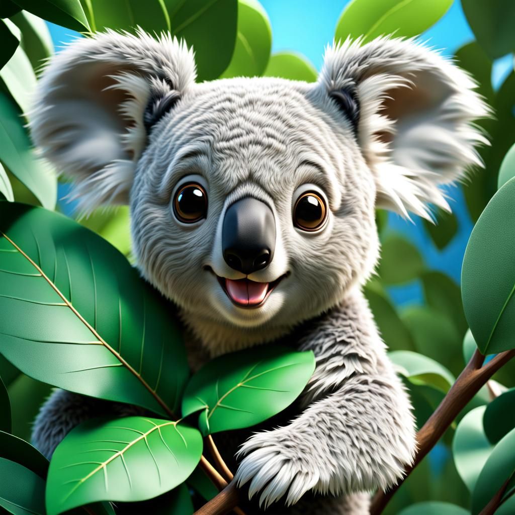 Cute Cartoon Koala Bear Smiling