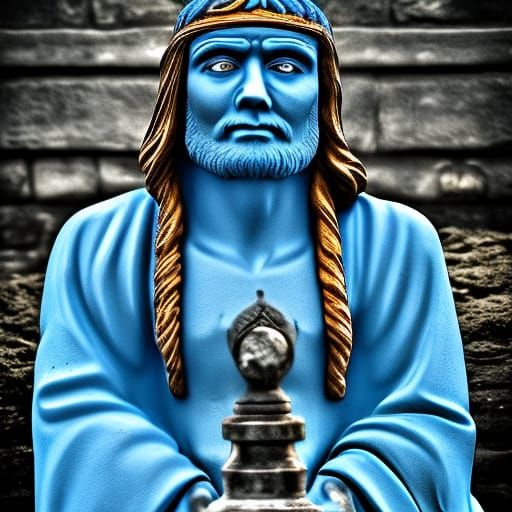 Jesus Christ as a Smurf in HDR