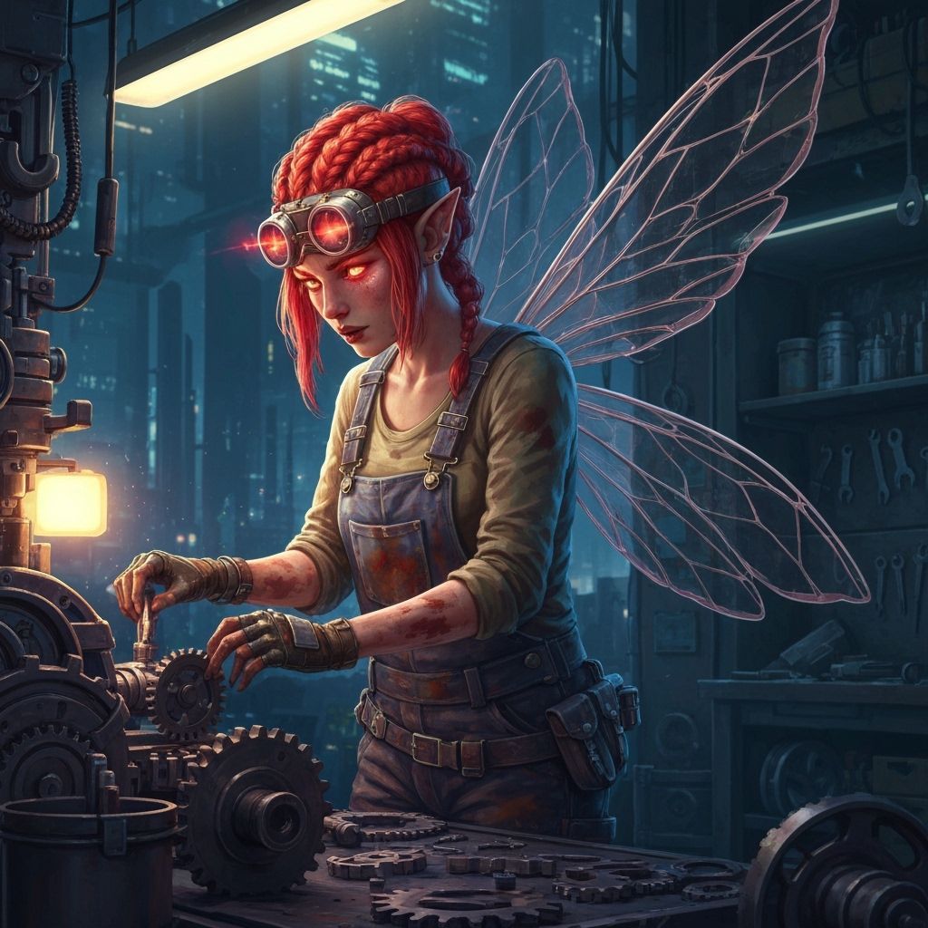 Futuristic Mechanic Fairy with Metal Wings