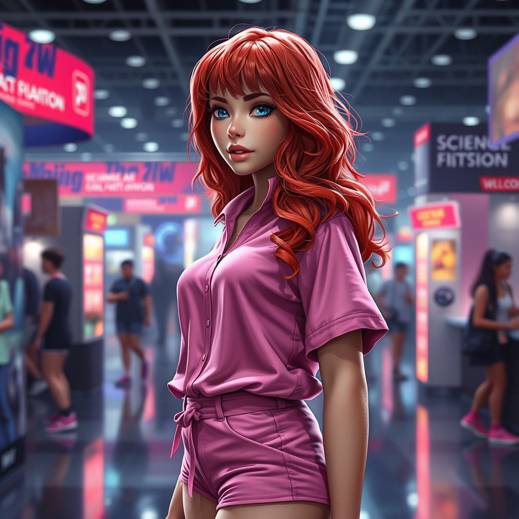 Red-Haired Woman at Science Fiction Convention