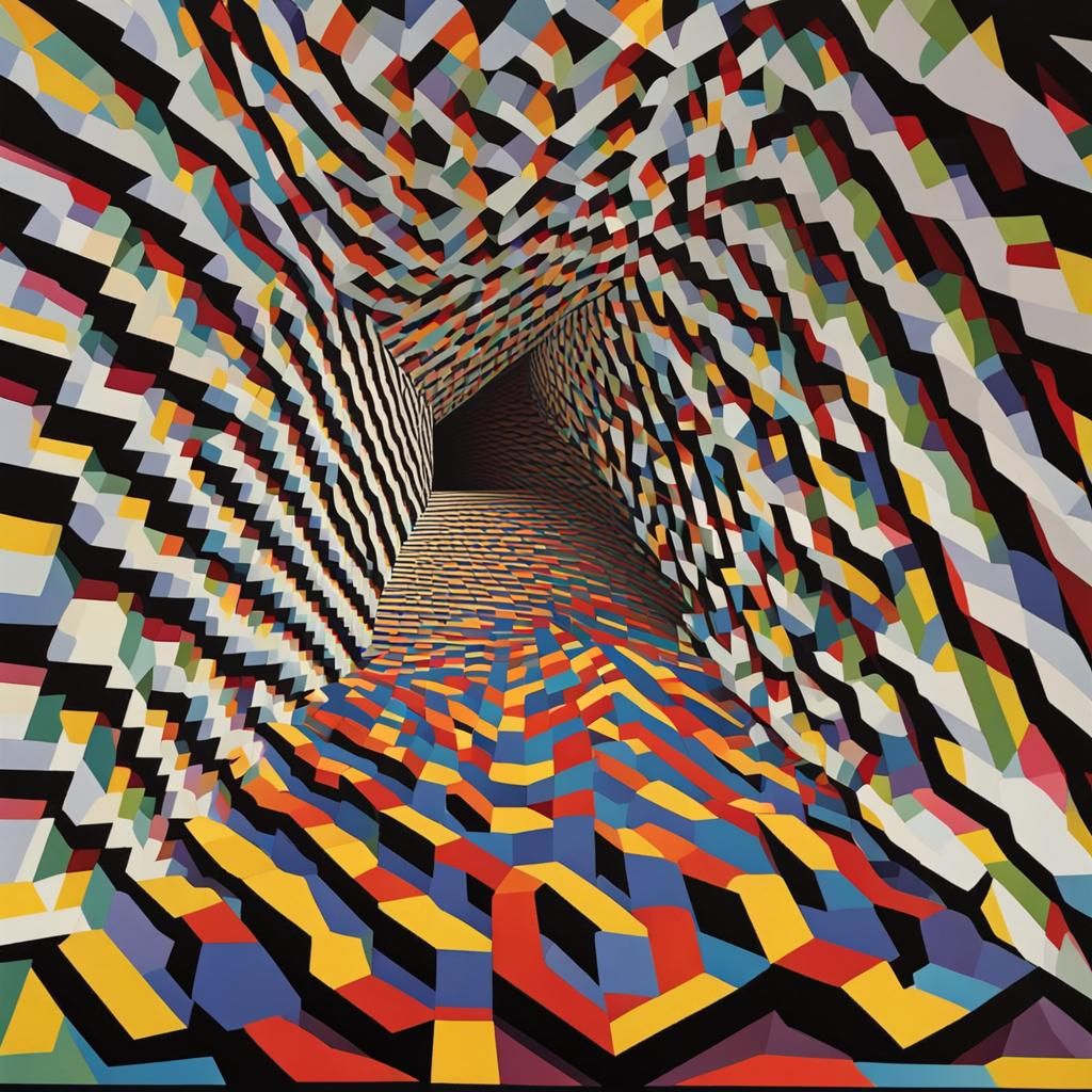 colorful optical illusion with stairs