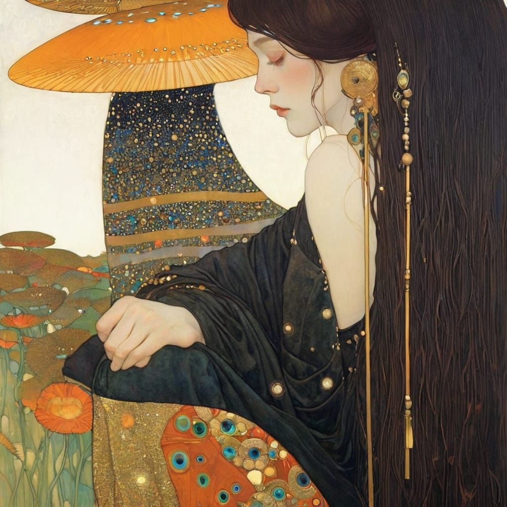 Ornate Art Nouveau Style Abstract Portrait