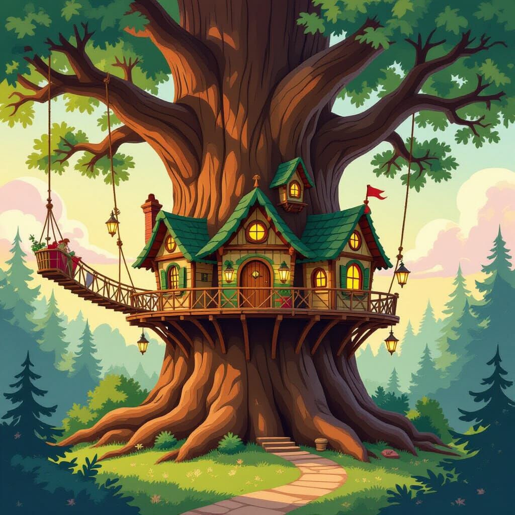 Whimsical Treehouse Village on Ancient Redwood
