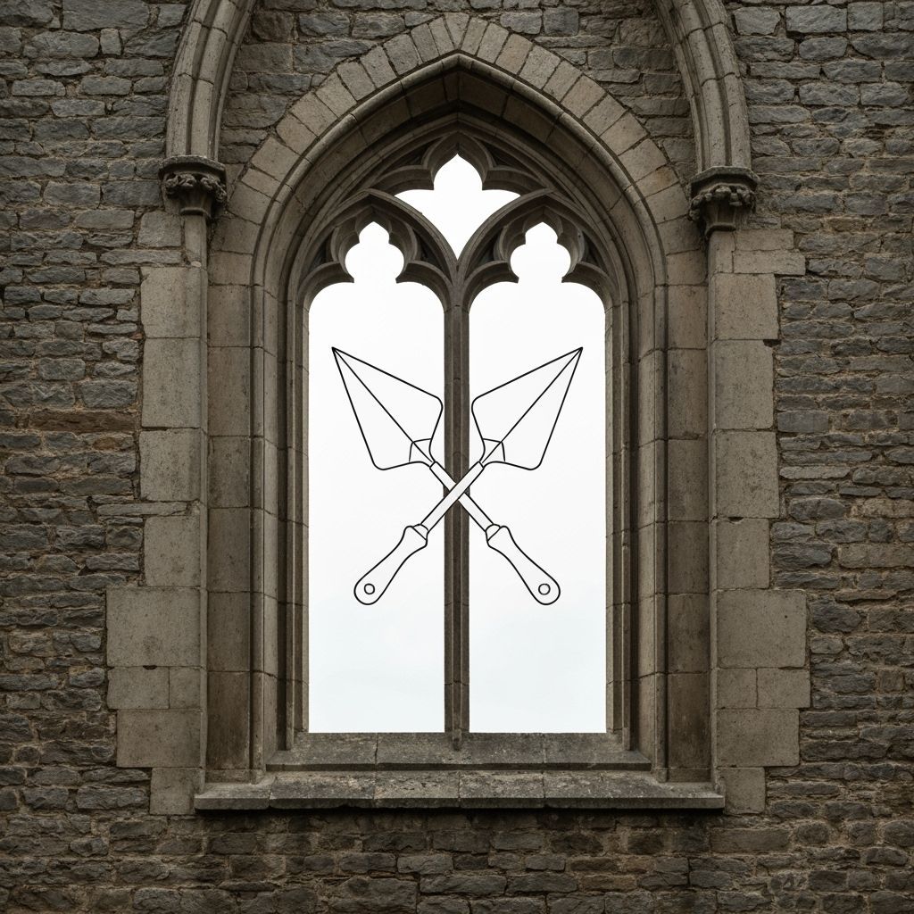 Gothic Abbey Window Line Art in Minimalist Style
