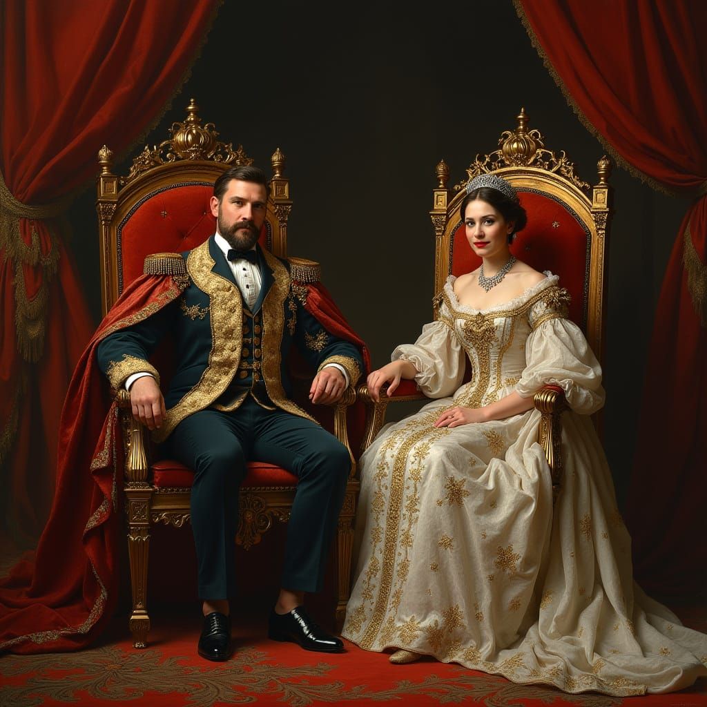 Regal Monarchs in Opulent Baroque Splendor