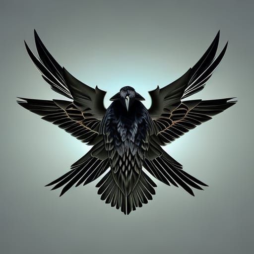 Fractal Norse Raven in Realistic Style