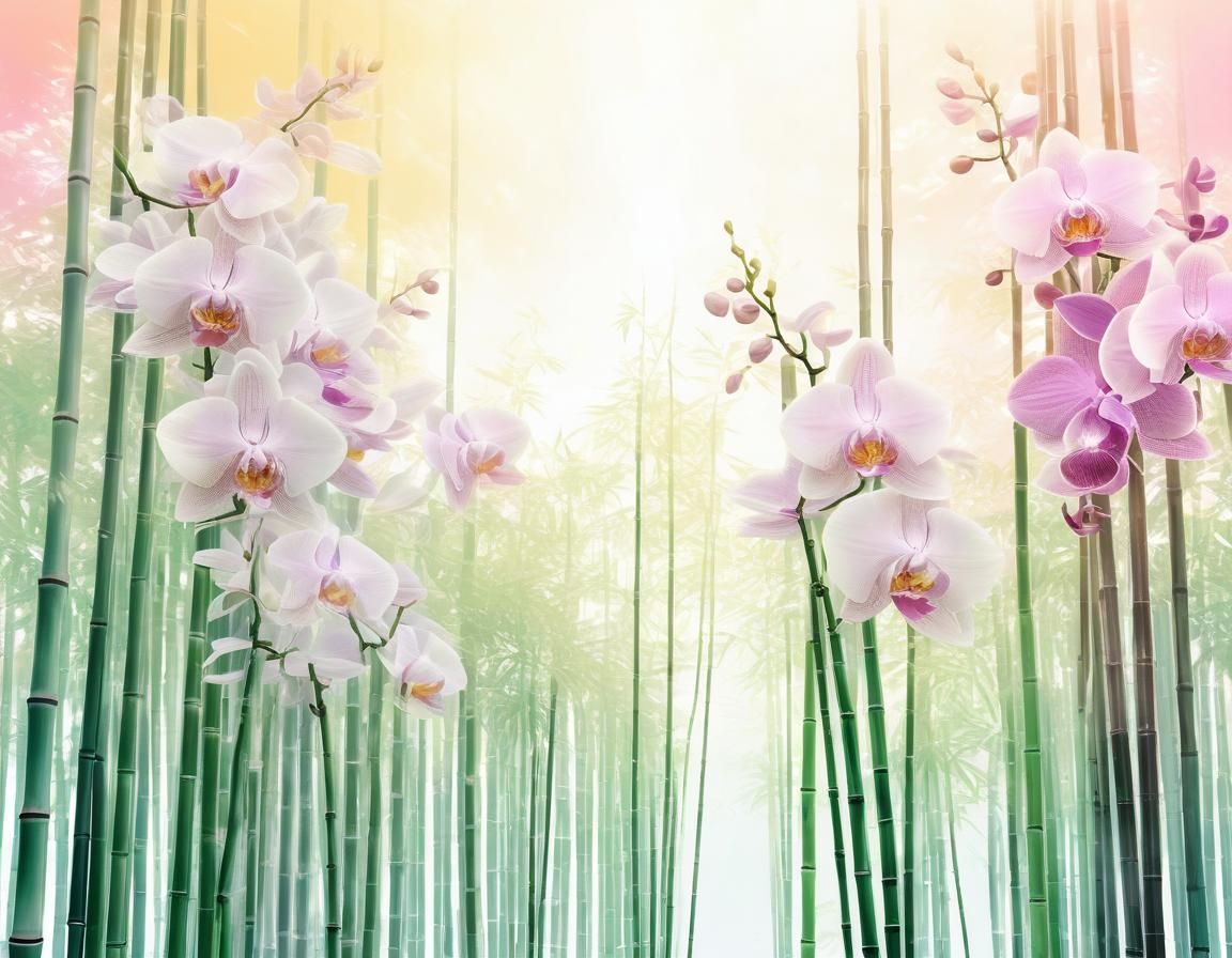 Ethereal Floral Art in Luminous Ink Painting Style