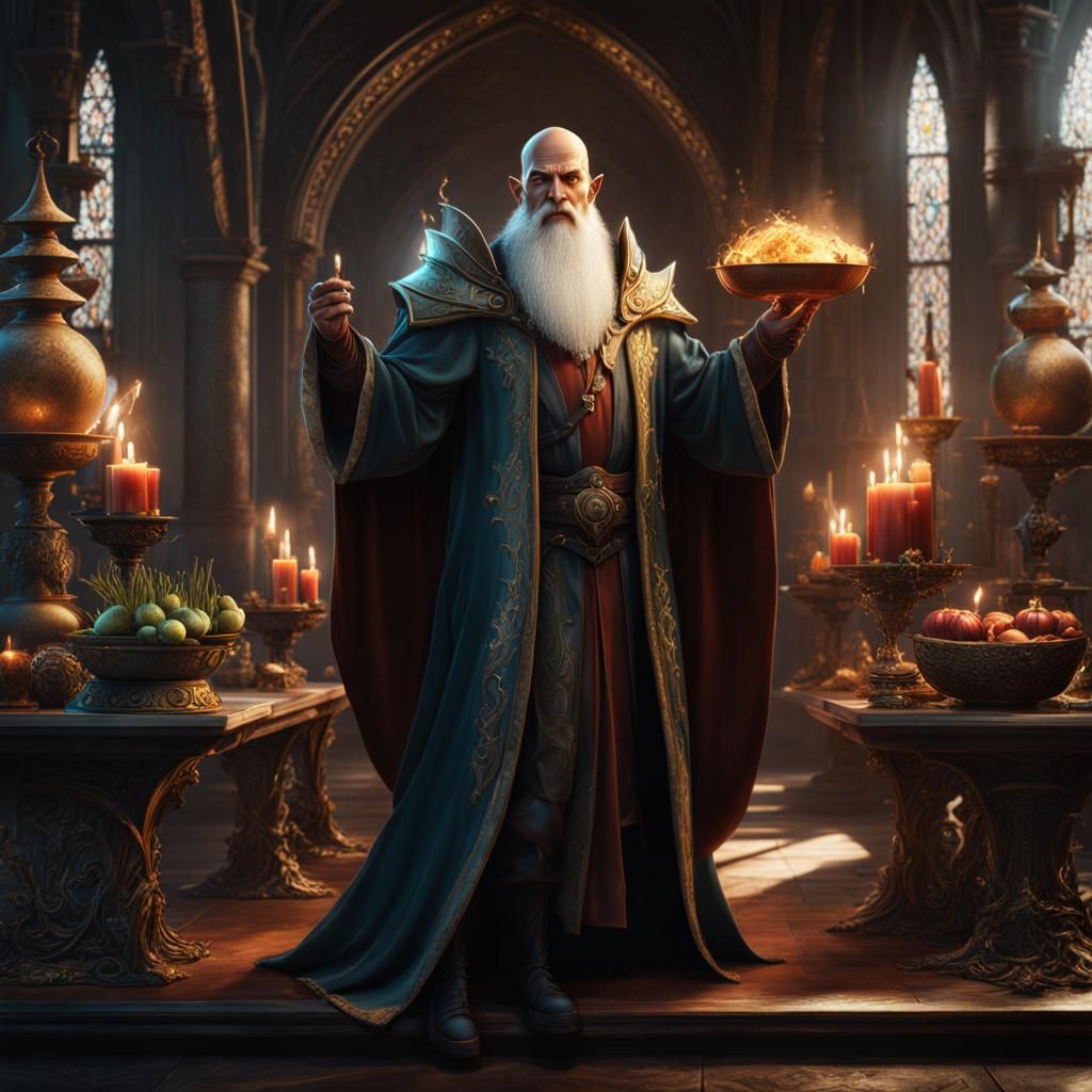 Arrogant Bald Elf: Middle-Aged Fantasy Wizard