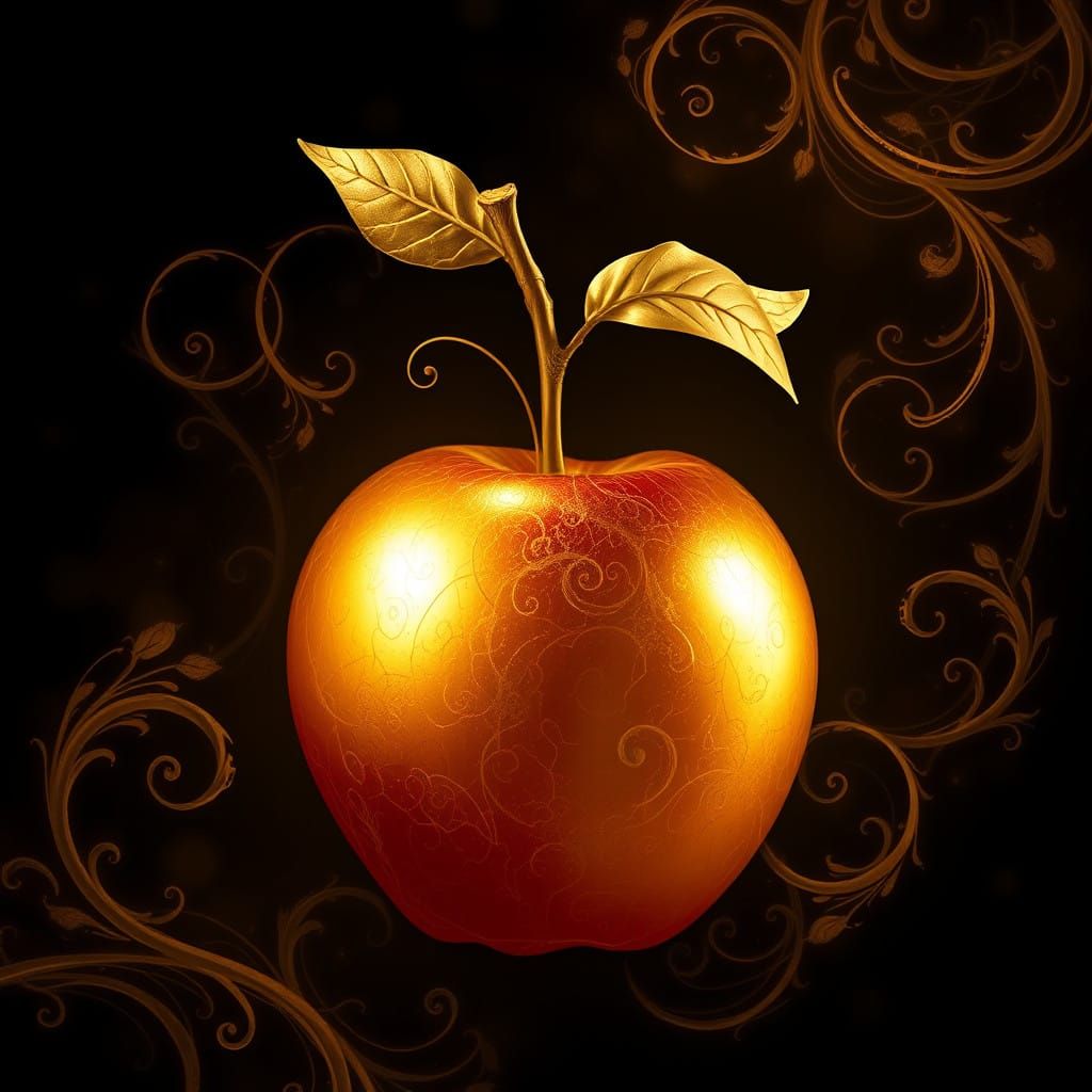 Luxurious Golden Apple in Mystic Black