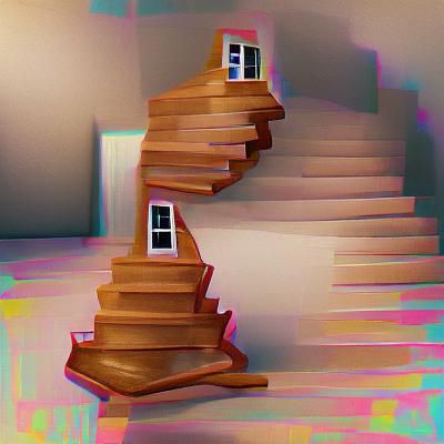Abstract House of Stairs AI Rendering