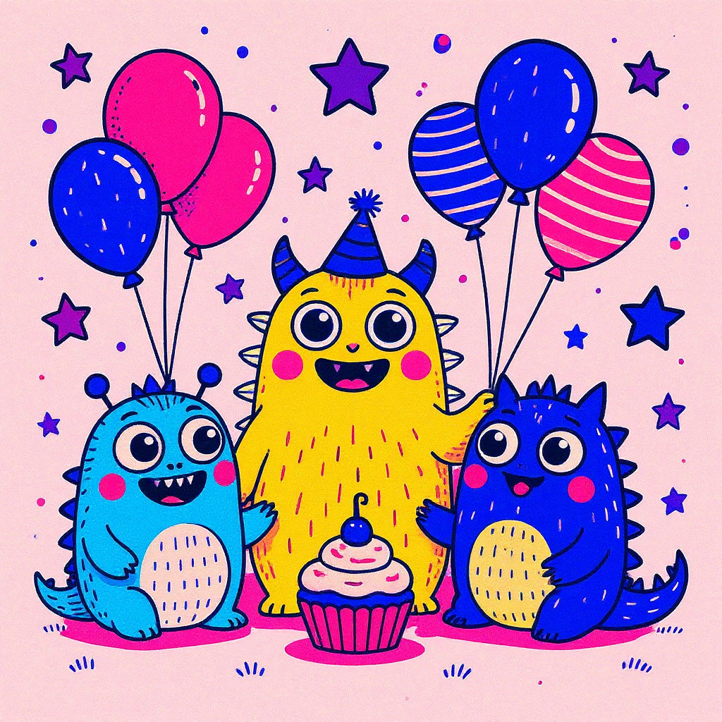 Charming Monster Line Art for Kids Coloring Book