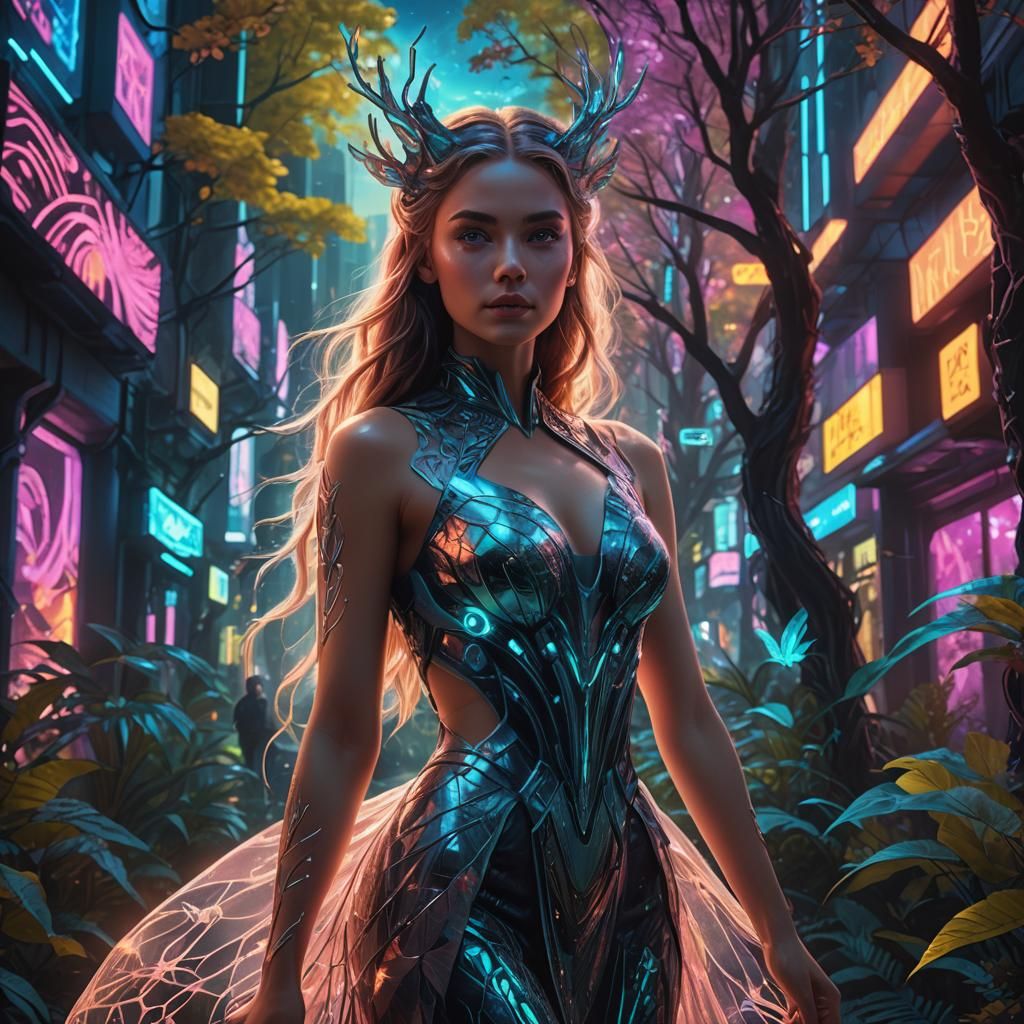 "Fantasy concept art. Full-body portrait of a girl with an o...