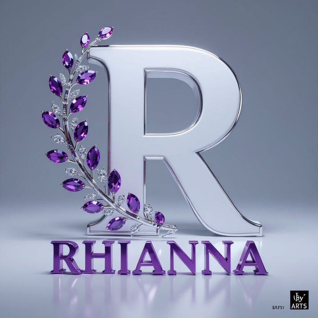 Letter R with Gemstones in 3D Style