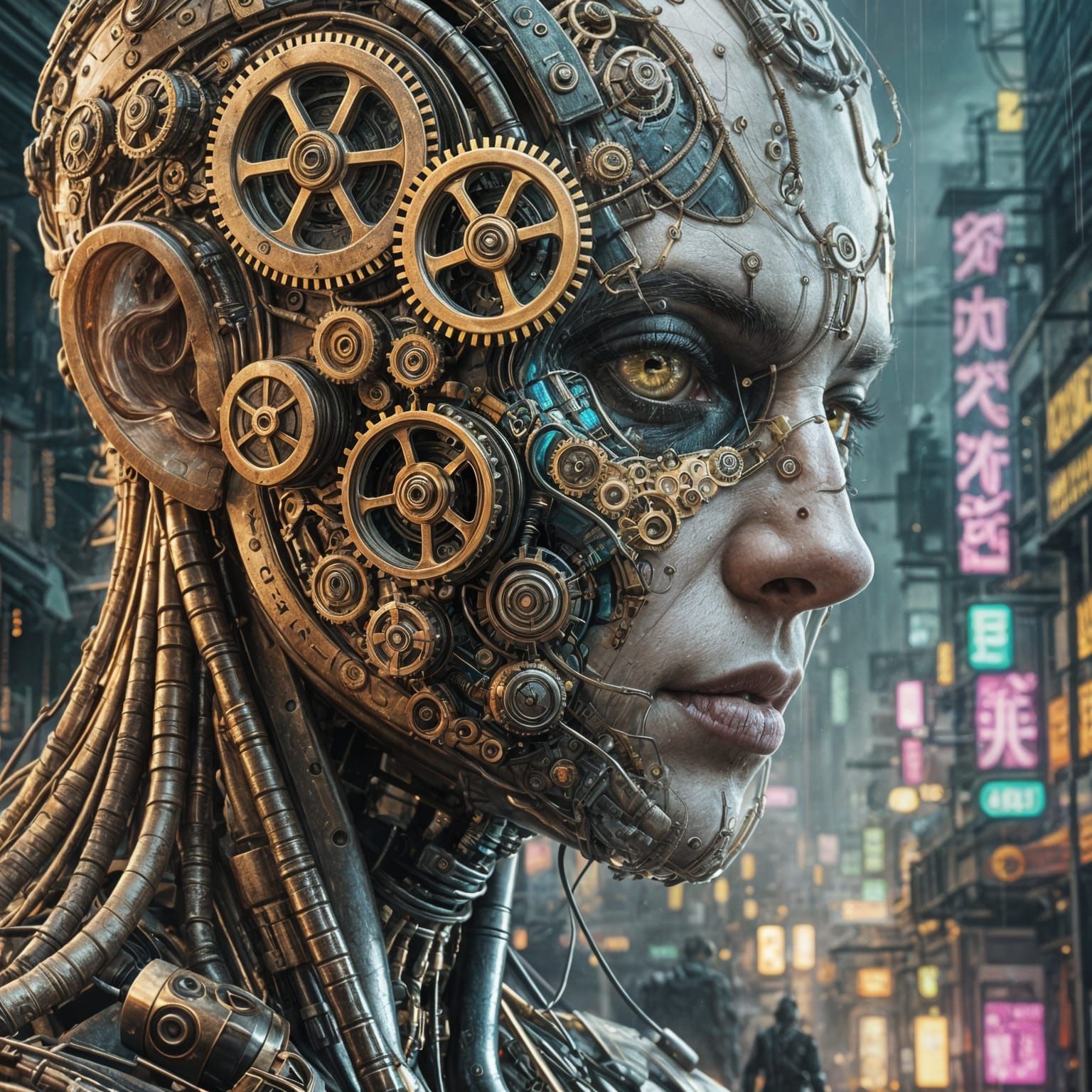 Cyberpunk Steampunk Biopunk Fusion in High Resolution