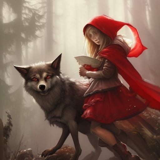 Little Red Riding Hood and Wolf Portrait