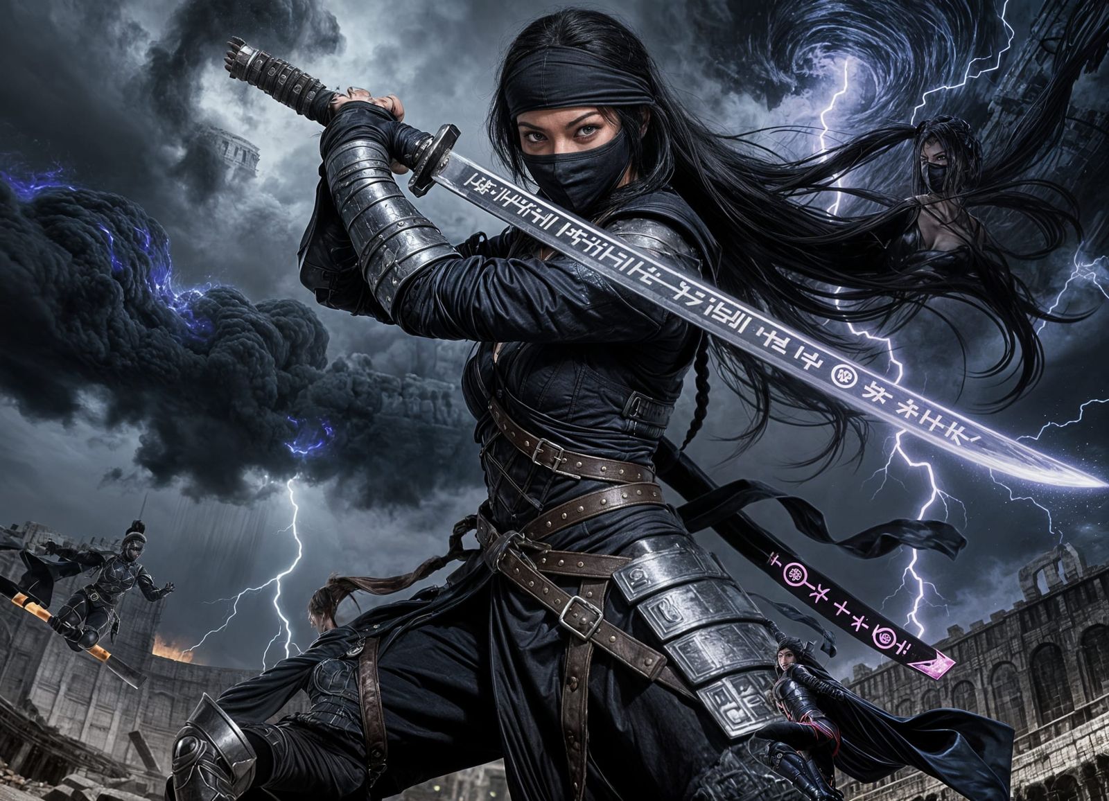 Ninja Woman in Ancient Colosseum