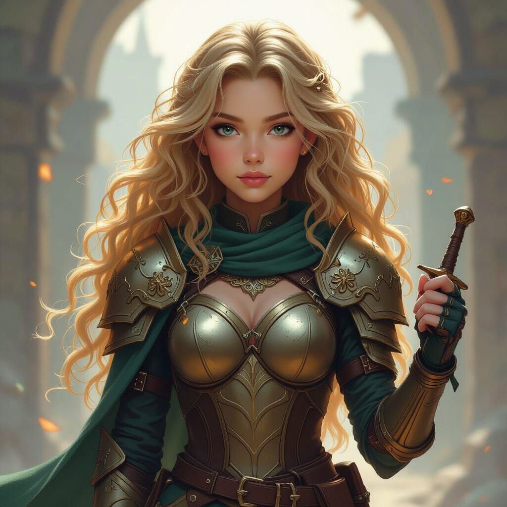 Fantasy Warrior Girl Sophie Foster in Battle Armor