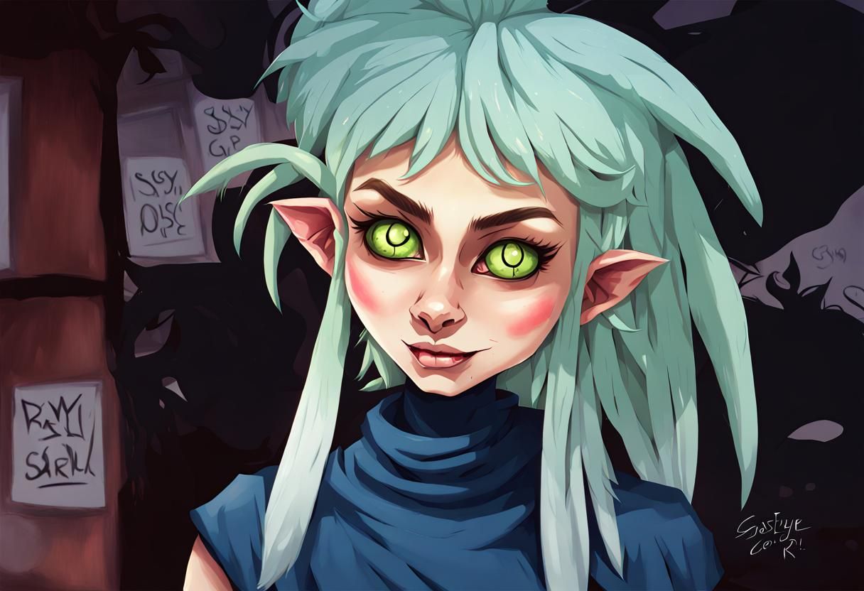 Sassy Goblin Girl Digital Painting