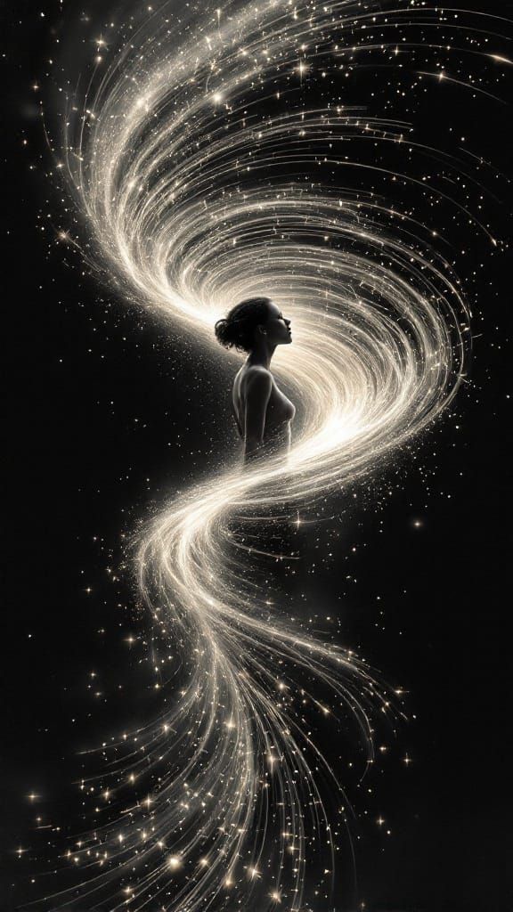 Ethereal Tornado Goddess in Neon Lights