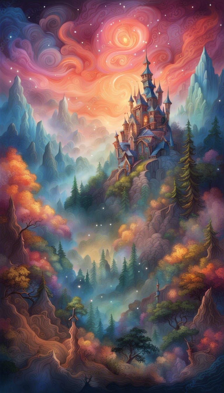 Fairytale Forest Castle in Anime Style