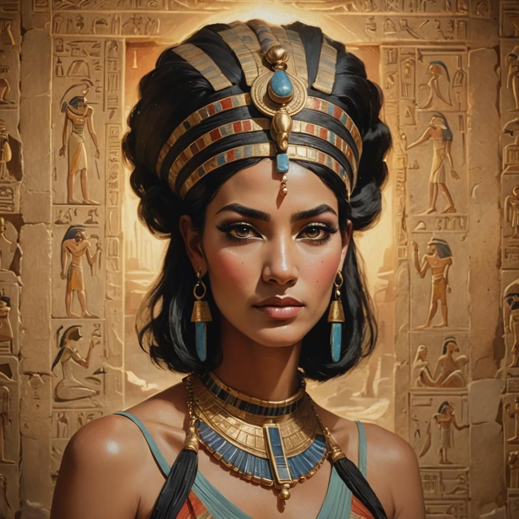 Ancient Egyptian Portrait of Barbara with Headdress