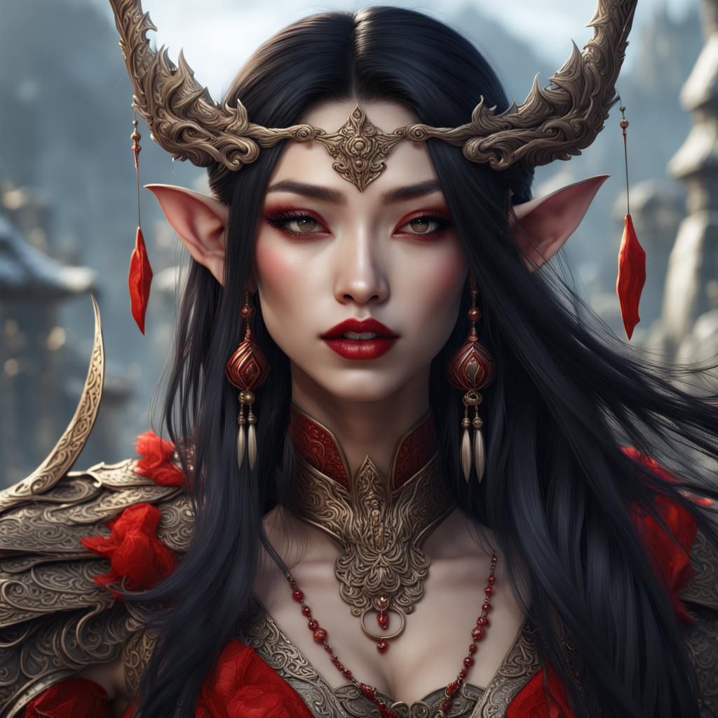 Beautiful Asian Elf Portrait in Unreal Engine 5