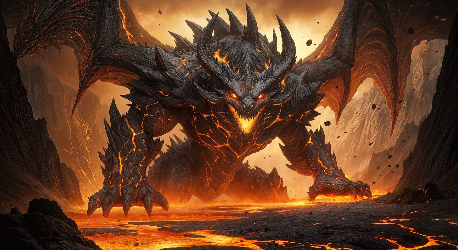 Volcanic Dragon Primordus Emerges from Molten Chasm