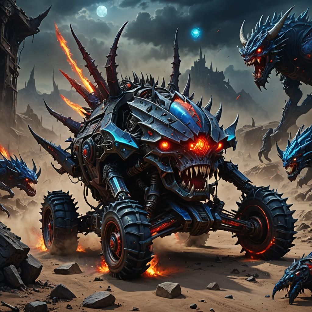 Hellish Biomechanical Vehicle Concept Art