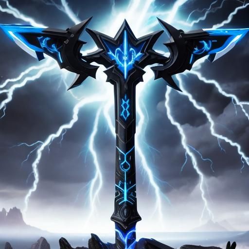 Glowing Runes Adorn Powerful Fantasy Axe