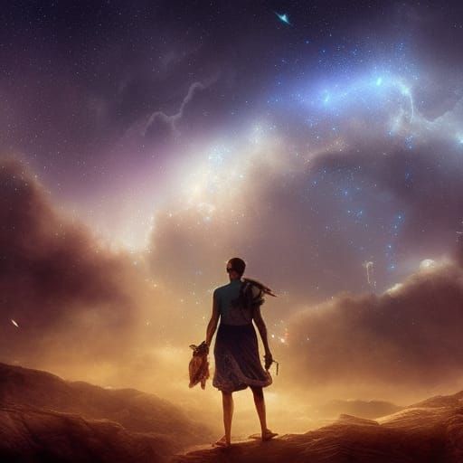 Dramatic Starry Sky Digital Matte Painting