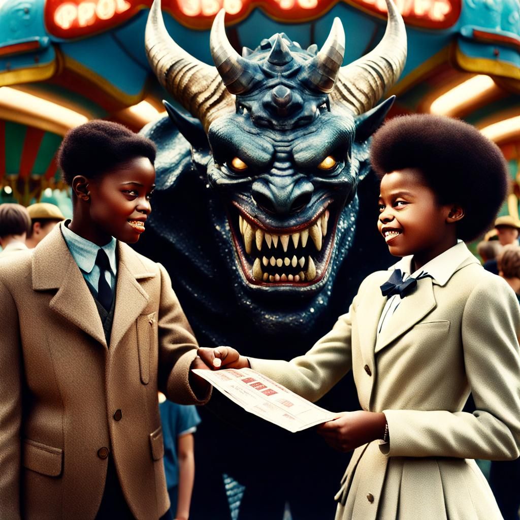 Vintage Photo: Woman Gets Ticket from Demon