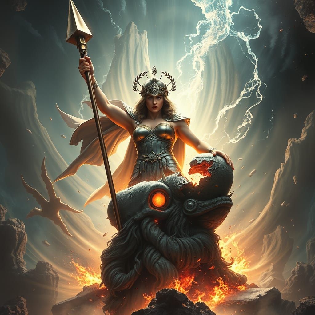 Athena's Birth: Armored Goddess Emerges Victorious
