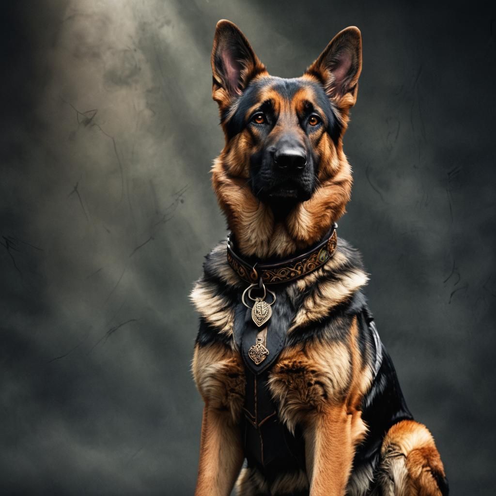 German Shepherd Fantasy Concept Art in 3D
